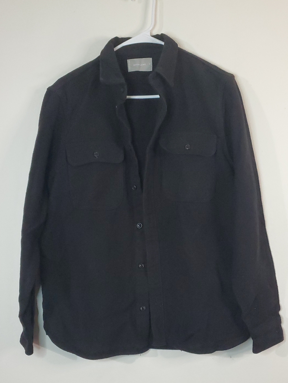 Everlane The Heavyweight Overshirt Shacket Black Button-Up Longsleeve Flannel Md